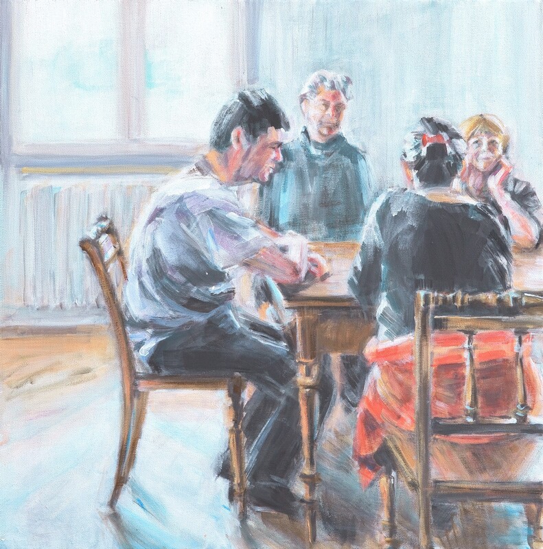 Tischrunde 2, 2010 – 50x50 cm, Acryl auf Leinwand