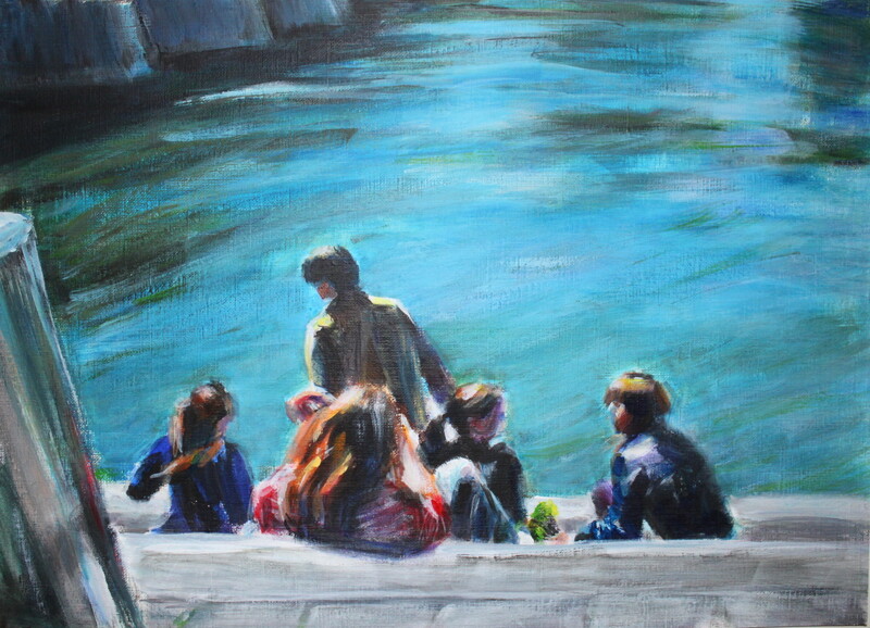 Am Fluss, 2009 – 26x35 cm, Acryl auf Papier