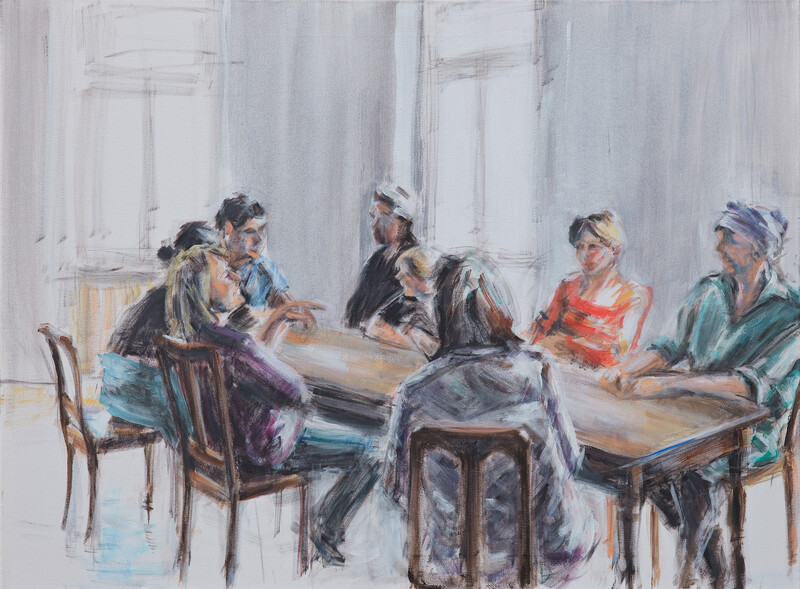 Tischrunde 1, 2010 – 60x80 cm, Acryl auf Leinwand